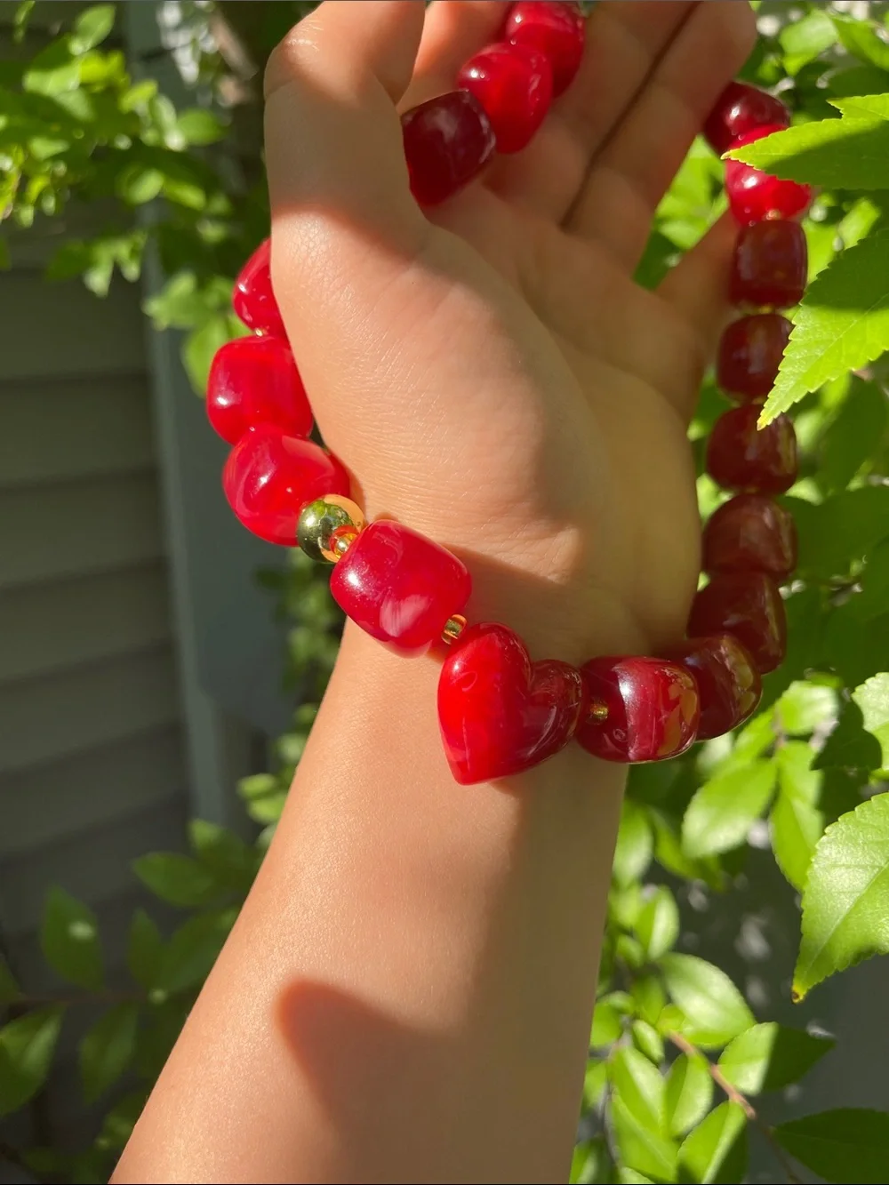 NEW! Trendy Red Heart Beaded Necklace 🍷 B1-69 - Picture 4 of 7